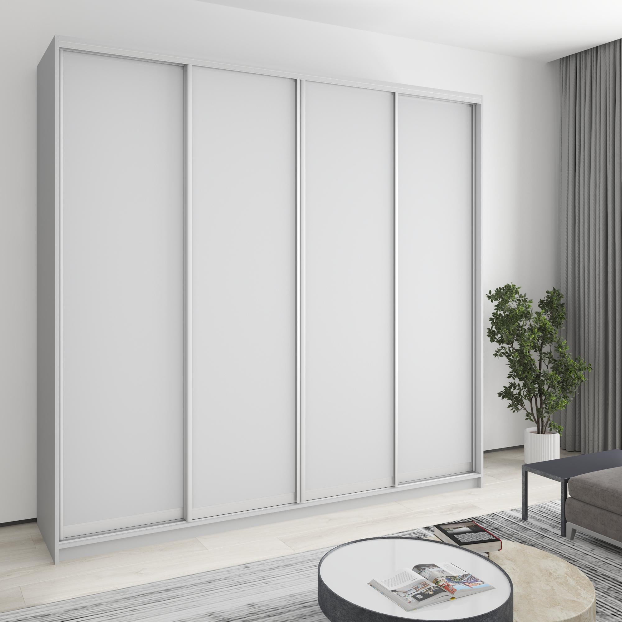 Шкаф-купе четырехдверный MebelStar Стандарт AL 4 ДСП 250x60x240 см Серая мышка (MBS-13086) Шкаф-купе четырехдверный MebelStar Стандарт AL 4 ДСП 250x60x240 см Серая мышка (MBS-13086)
