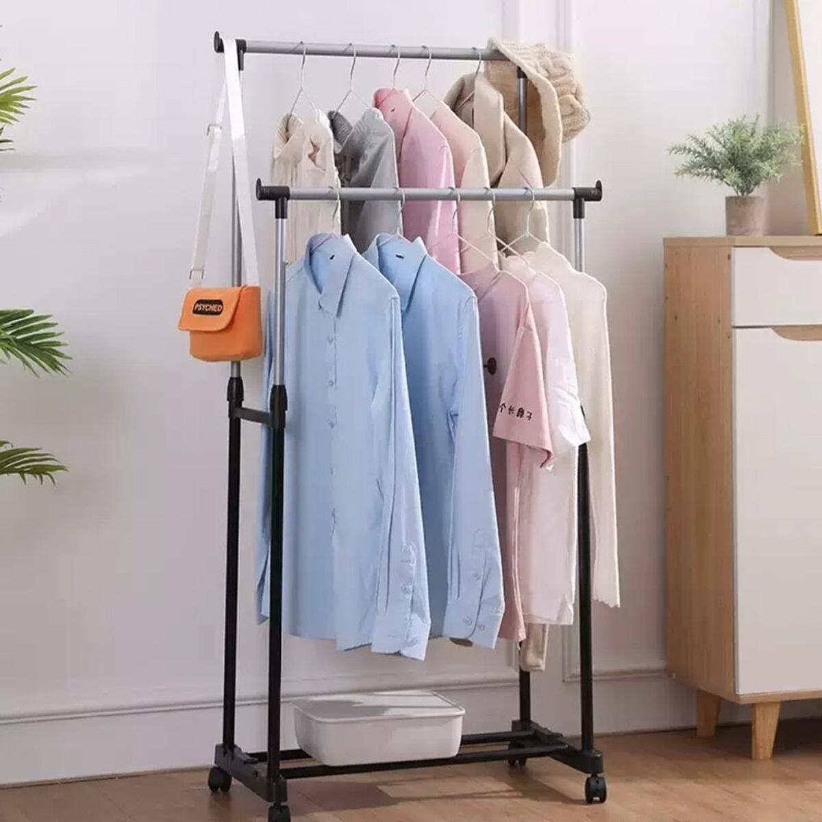 Вешалка телескопическая для одежды и обуви Double-Pole Telescopic Clothes Rack - фото 4