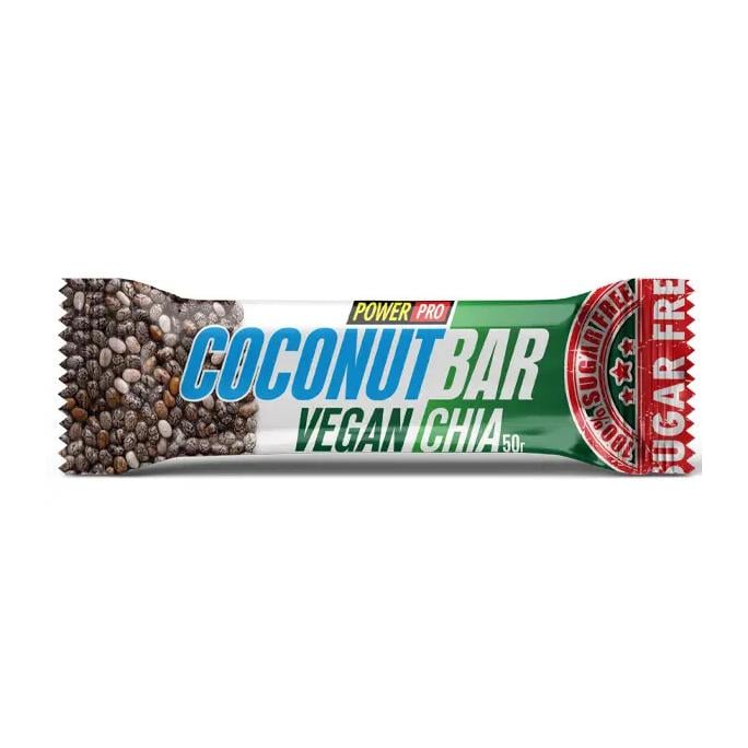 Батончик кокосовый протеиновый с чиа без добавленного сахара Power Pro Coconut Bar Vegan Chia 50 г