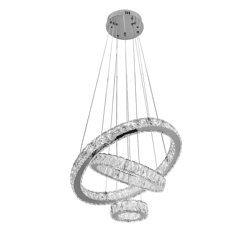 Люстра LED 802L700 CH 48W з пультом на 3 плафони Хром