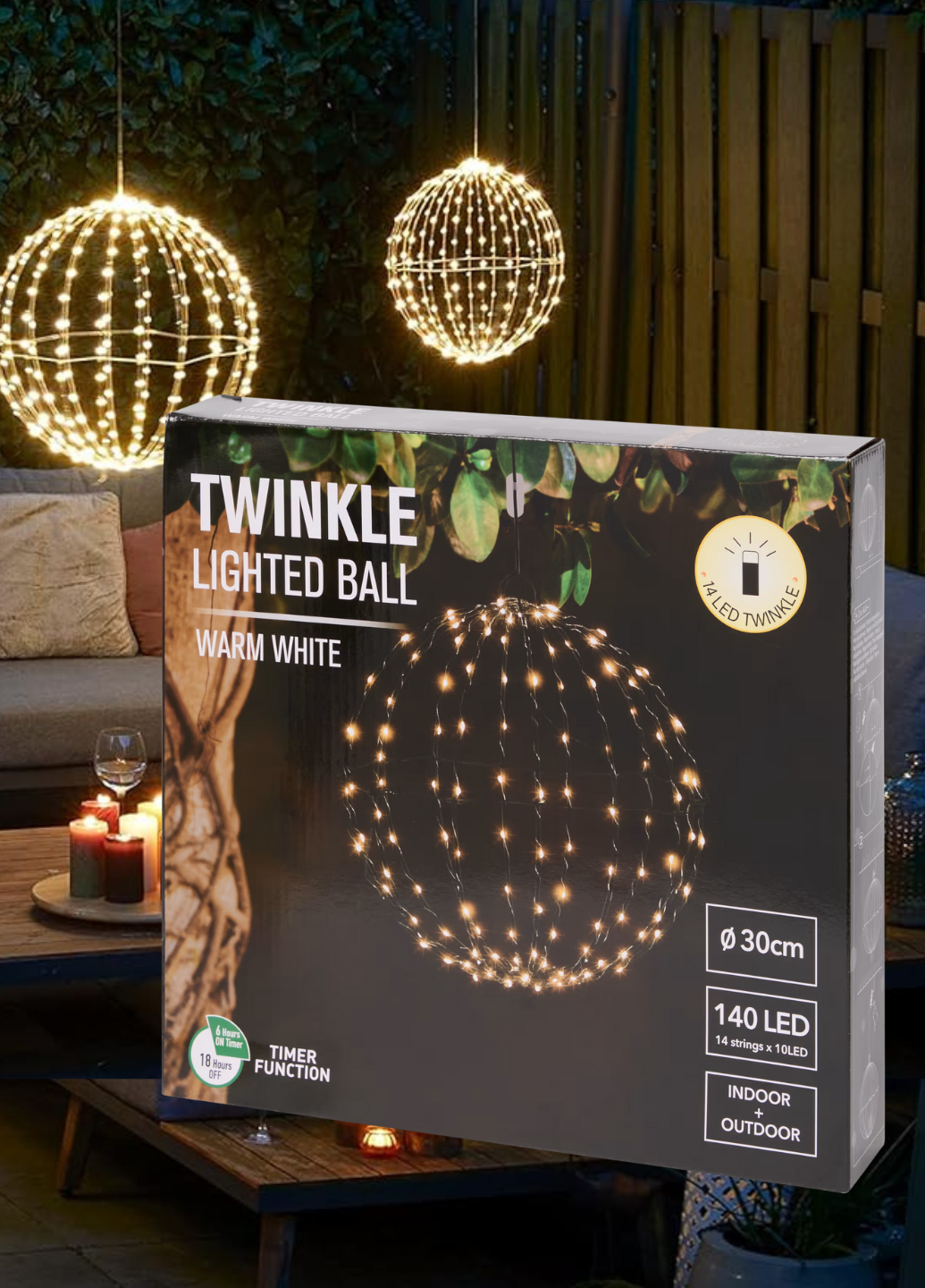 Шар подвесной Livarno Home StarSphere 140 LED с таймером 30 см Теплый белый (7909) - фото 9 Шар подвесной Livarno Home StarSphere 140 LED с таймером 30 см Теплый белый (7909) - фото 9