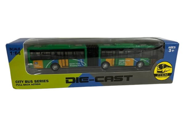 Автобус металопластиковий з інерцією 1:64 Зелений (1353)