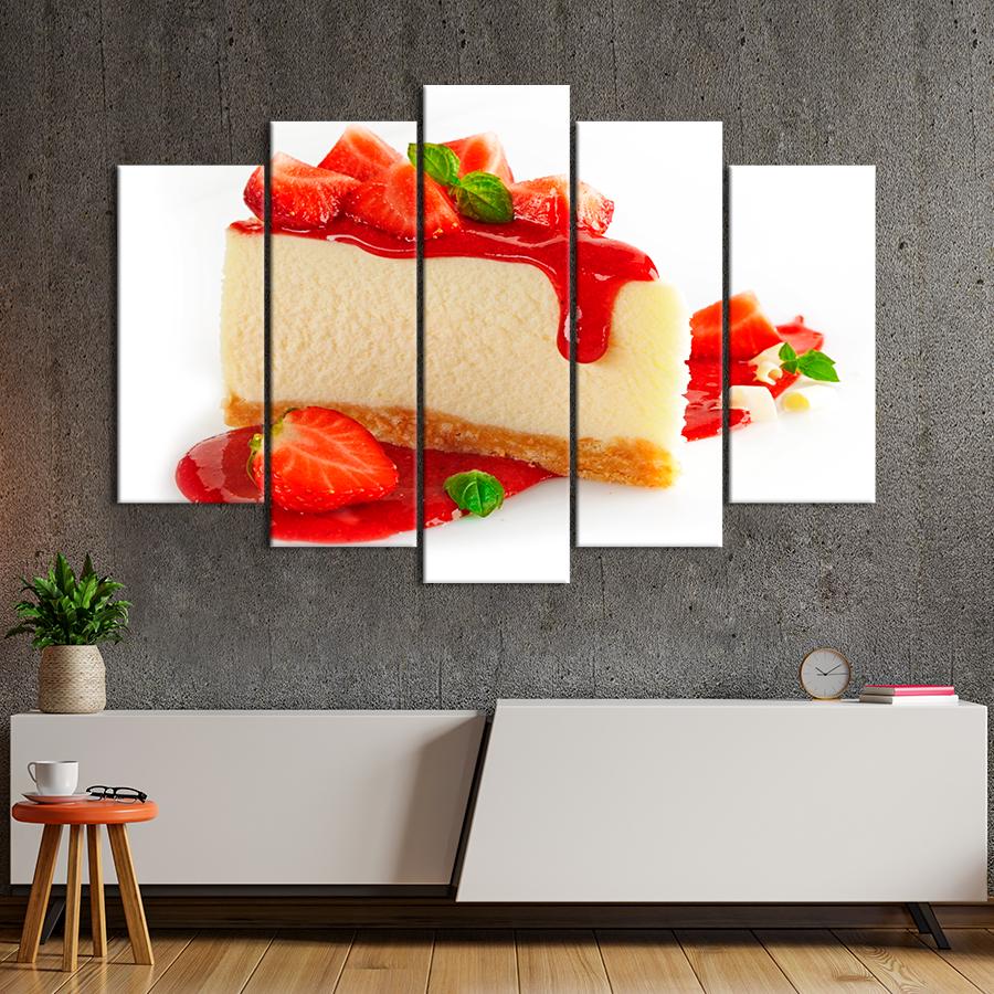 Настенний декор Нежный чизкейк с клубничным соусом и свежей клубникой 112x68 см (A390-5)