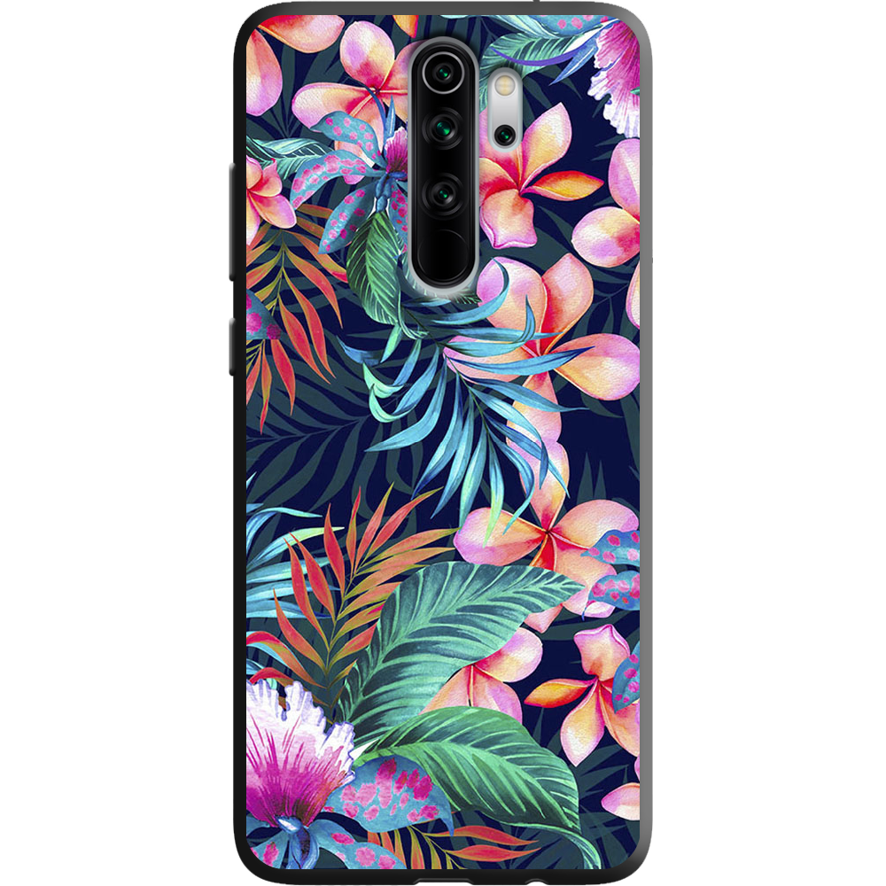 Чехол Boxface Xiaomi Redmi Note 8 Pro flowers in the tropics Черный силикон (38222-up1971-38664)