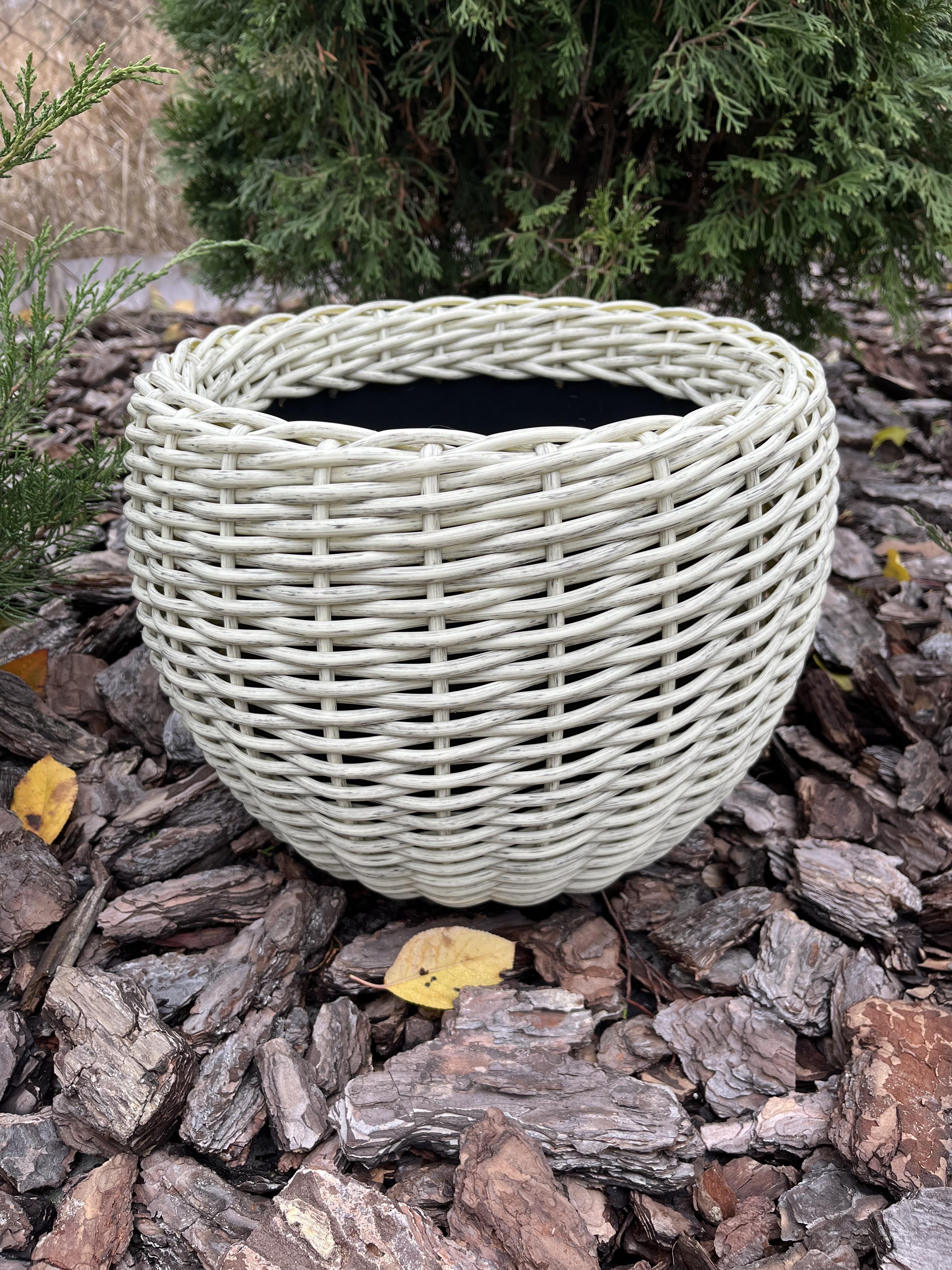 Кашпо для квітів зі штучного ротанга 12 л Слонова кістка (27919327) - фото 2 Кашпо для квітів зі штучного ротанга 12 л Слонова кістка (27919327) - фото 2