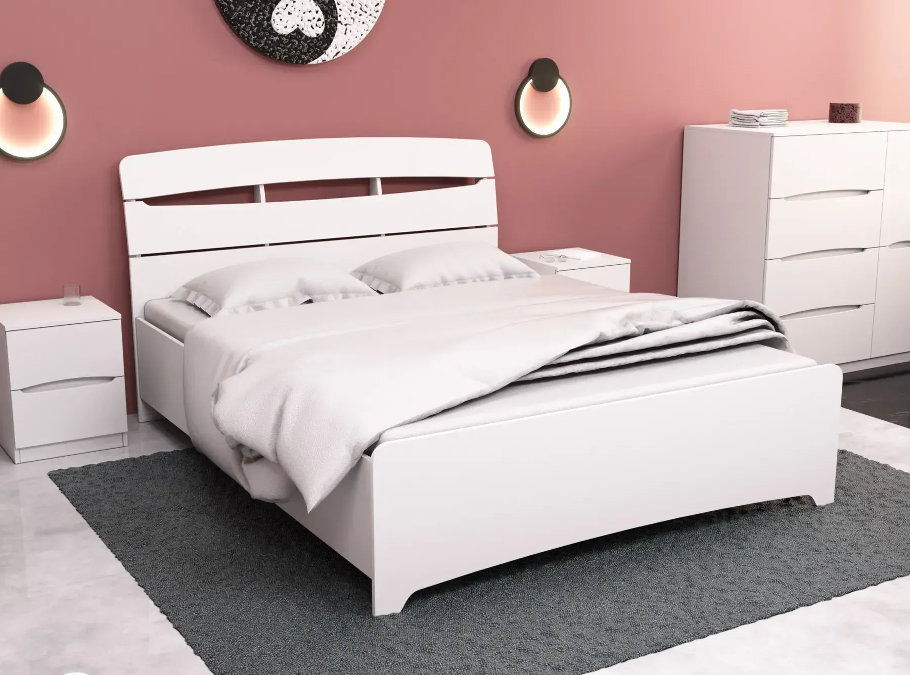 Кровать двуспальная Kontinent DELTA 140x200 см Белый (56191954)