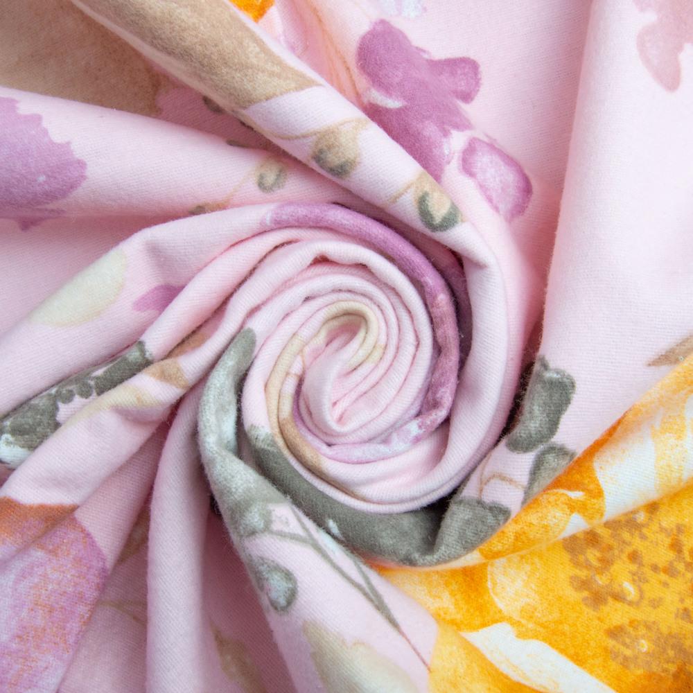 Тканина фланель бавовна Квіти 240 см Рожевий (25677)