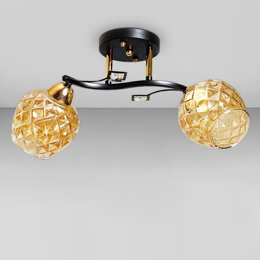 Люстра стельова Light House SC-18698/2 BK/FG 470х180х240 мм Чорний/Золотий/Бурштиновий 