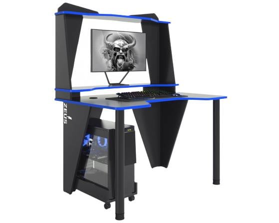 Компьютерный стол игровой Zeus IVAR-2 1200 мм Черный/Синий (61e7b53fb6f1f019466e8e1d)