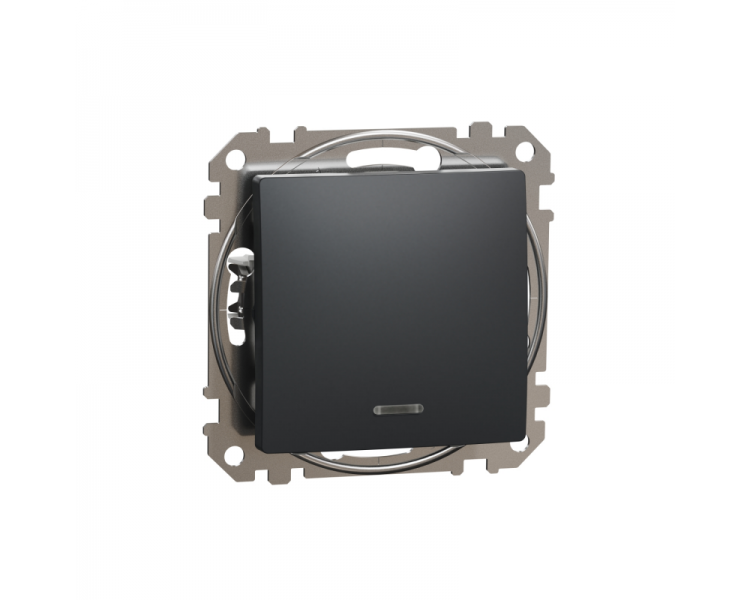 Выключатель одноклавишный Schneider Electric Sedna Design&Element с подсветкой ABS-UV проходной Черный (SDD114106L)
