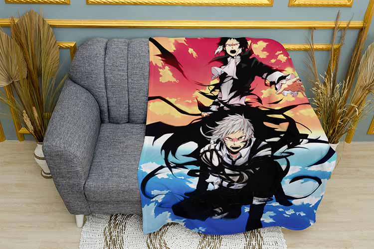 Плед Akutagawa and Atsushi in battle Bungo Stray Dogs плюш двухслойный 135х150 см (113019-2)