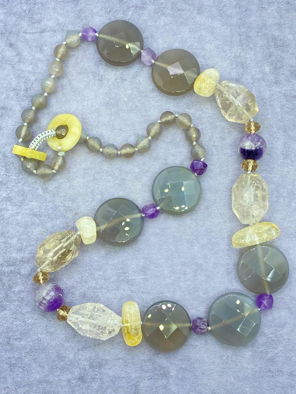 Бусы агат 62 см Разноцветный (1309)