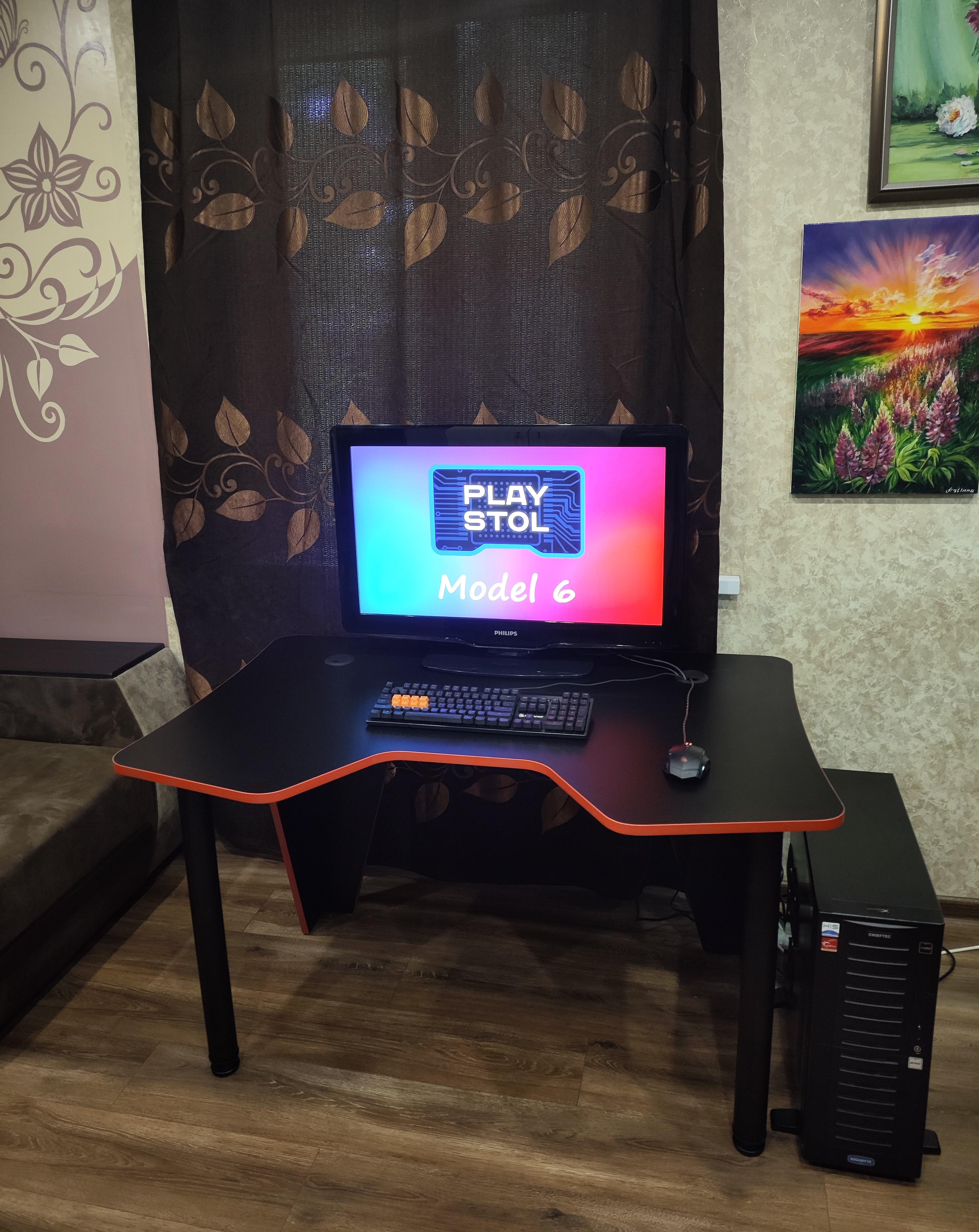 Комп'ютерний стіл геймерський ігровий PlayStol Model 6 1300х800х730 мм Чорний