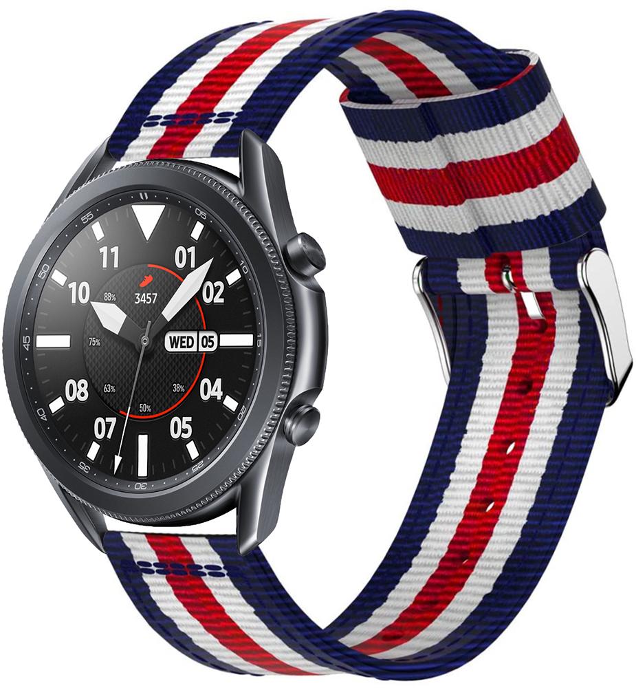 Ремінець тканинний Canvas для Samsung Galaxy Watch 3 45 мм Blue/White/Red (19653)