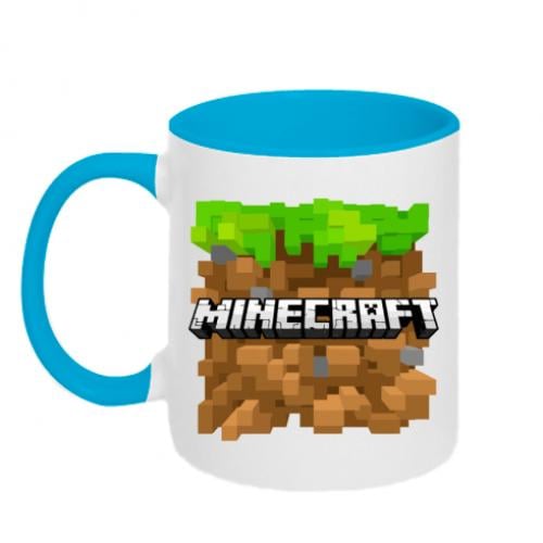 Чашка двухцветная Minecraft Main Logo 320 мл Бело-голубой (352292-33-39138)