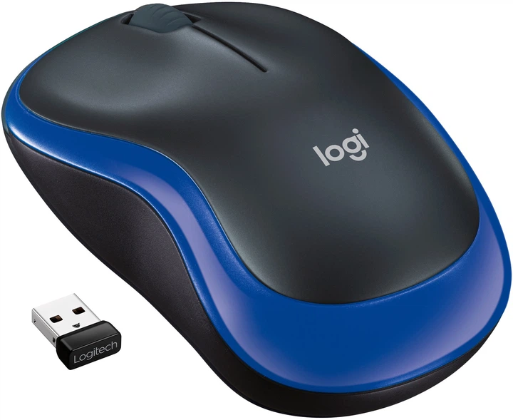 Компьютерная мышка беспроводная Logitech M185 оптическая 1000 DPI с USB нано-приемником Blue (3074650275)
