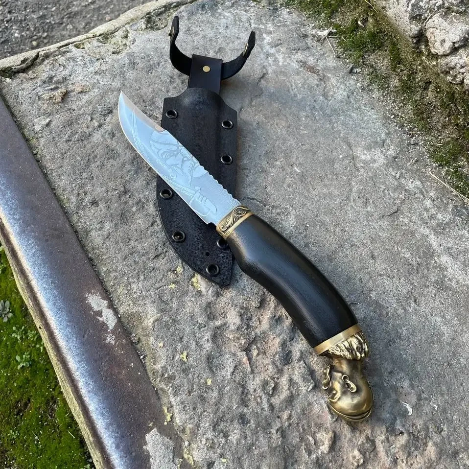 Нож Гетман туристический рукоять дерево с литьем ручной работы