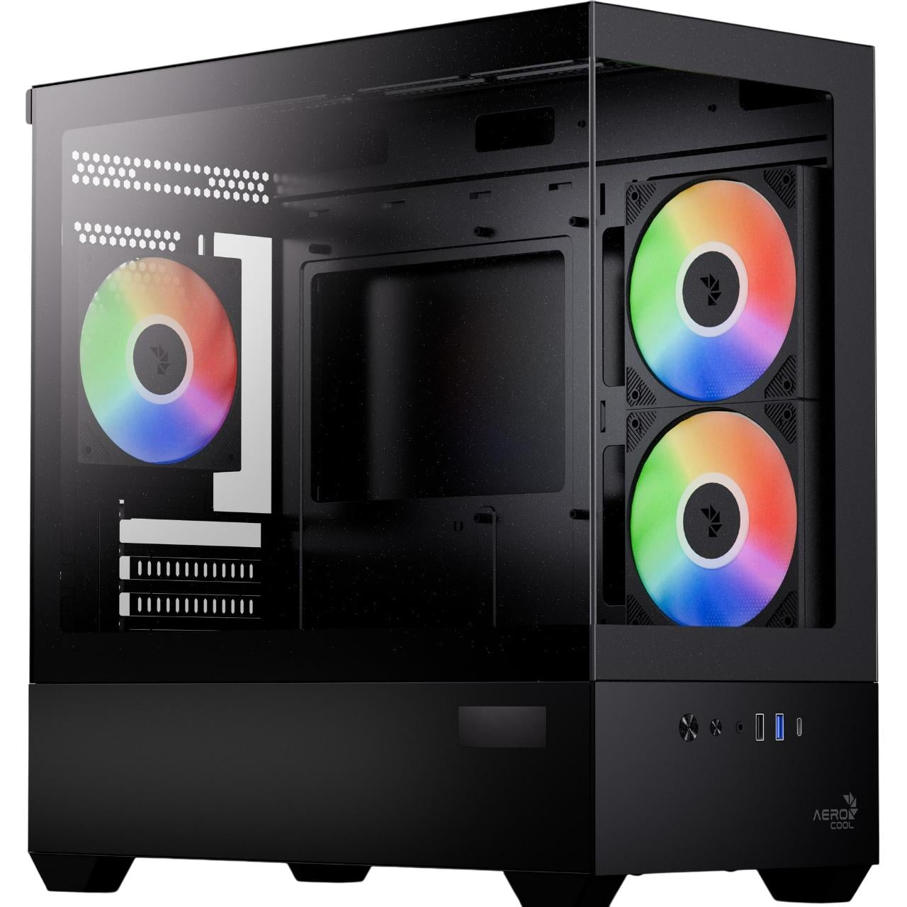 Корпус для ПК AeroCool P300D Digi-G-BK-v1 Mini-Tower no PSU MicroATX/Mini-ITX ARGB Black (ACCS-PN05033.11)