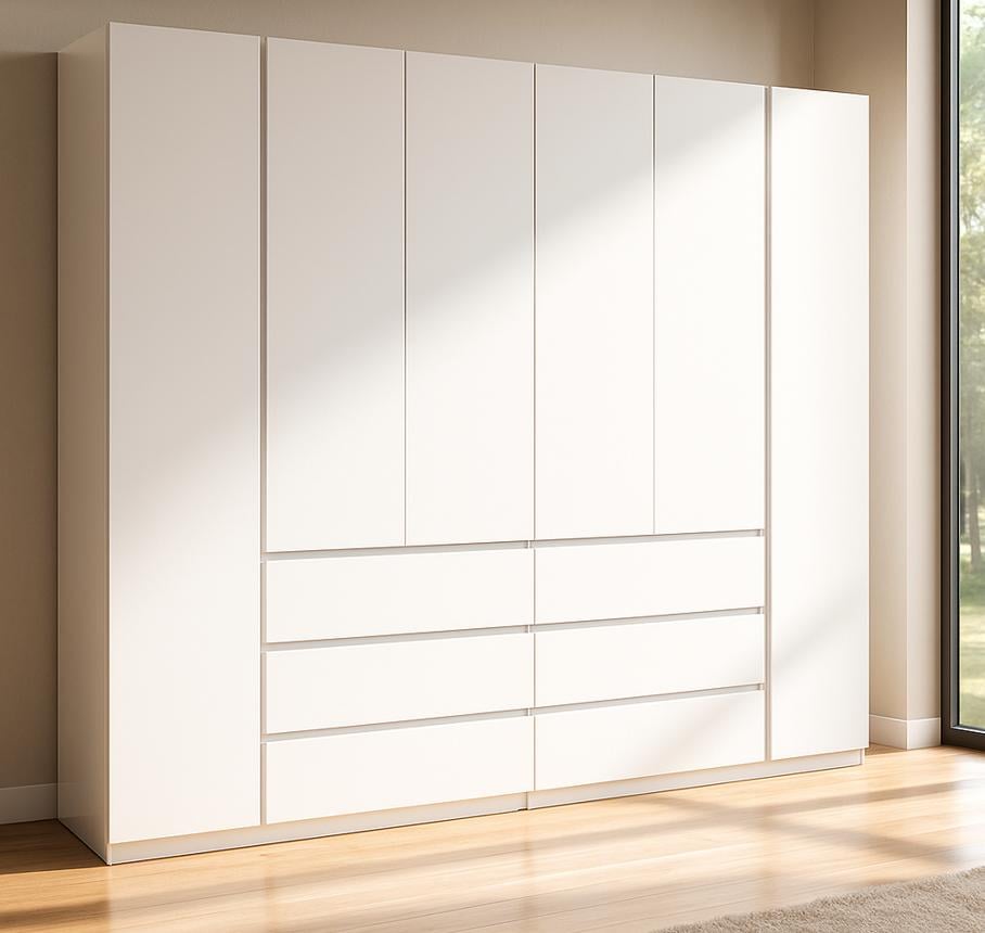 Шкаф Мастер Форм Брайт с ящиками 2400х520х2000 мм Белый (32425)