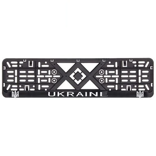 Рамка номера пластик SR с хромированной рельефной надписью "UKRAINE" и тризуб
