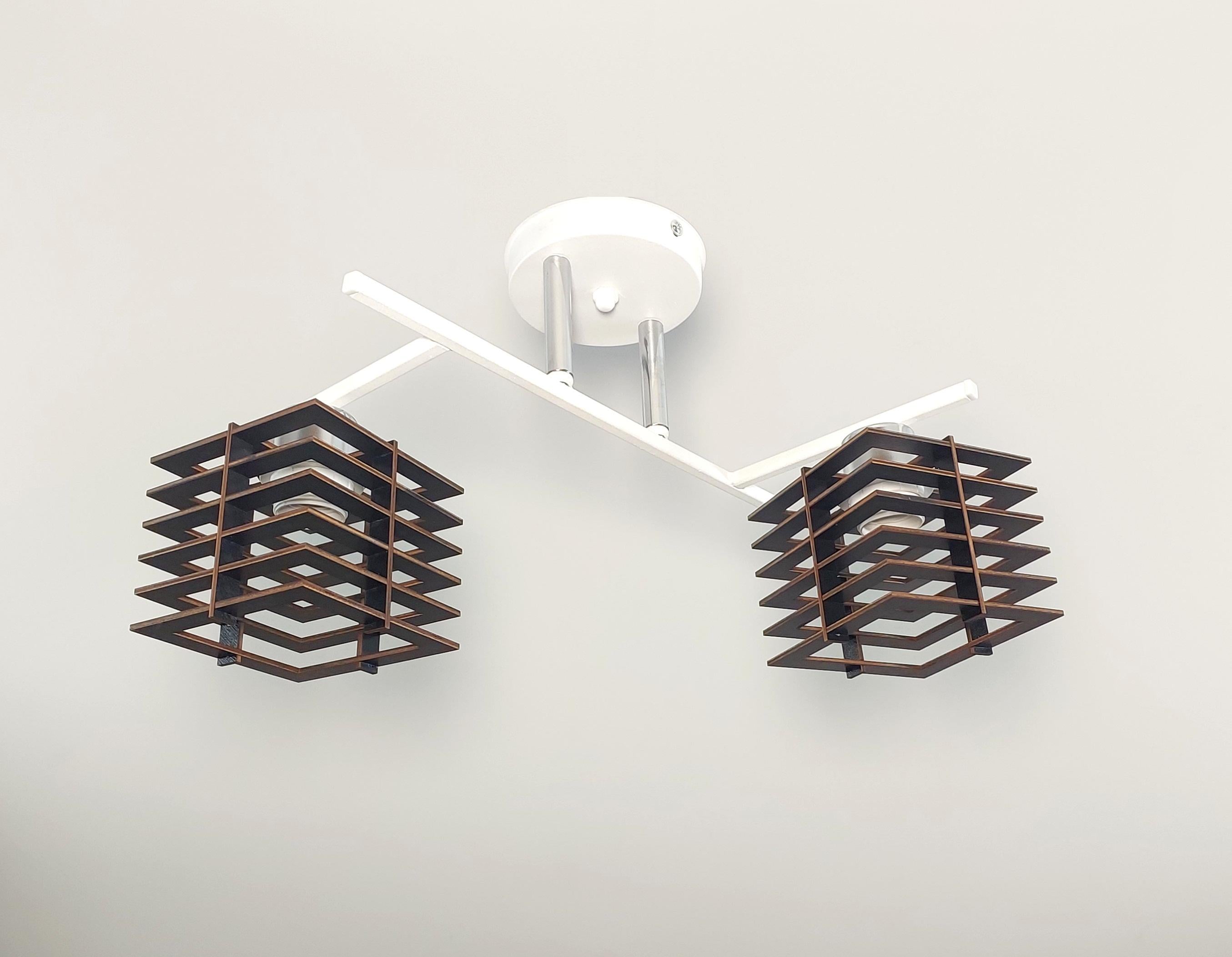 Люстра потолочная Лофт 3213/2 на 2 плафона металлическая Белый/Черный