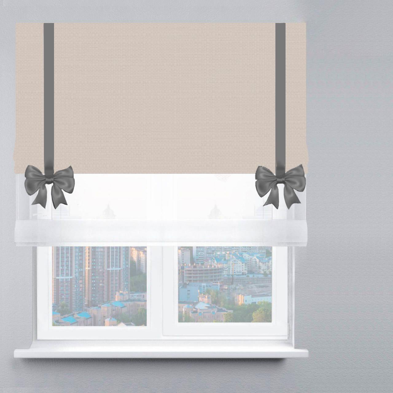 Римская штора день-ночь рогожка Dimout с лентой и бантом 200х170 см Белый/Бежевый