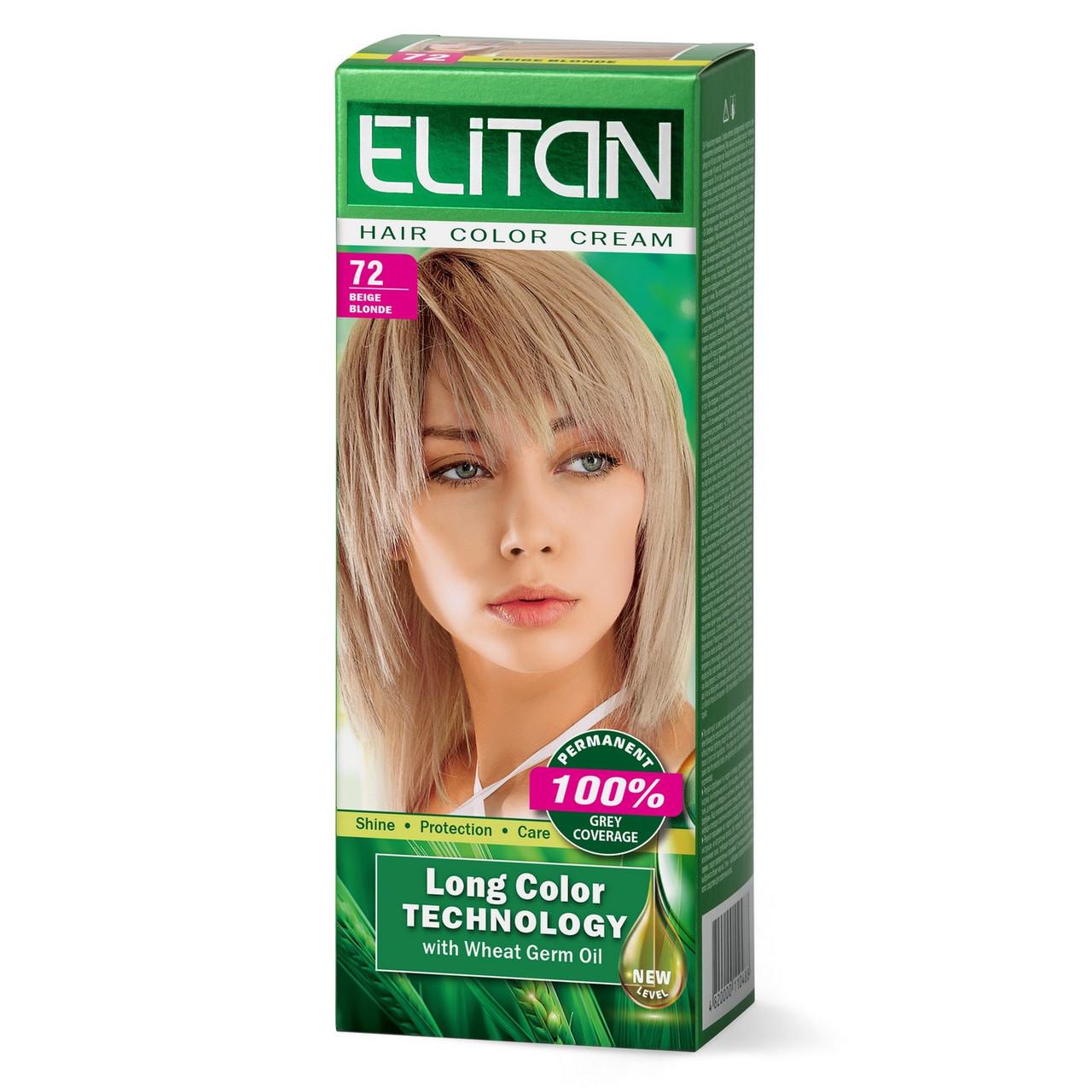 Крем-краска для волос стойкая ELITAN №72 Бежевый блонд (2199802979)