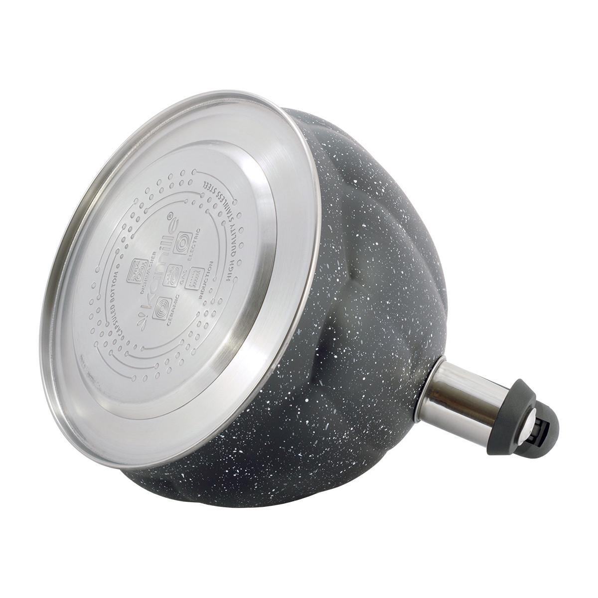 Чайник зі свистком та нейлоновою ручкою Kamille KM-1073 з нержавіючої сталі 3 л Чорний мармур (150-84-1073) - фото 4 Чайник зі свистком та нейлоновою ручкою Kamille KM-1073 з нержавіючої сталі 3 л Чорний мармур (150-84-1073) - фото 4