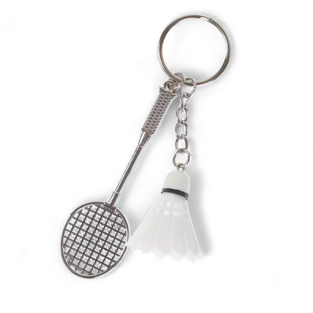 Брелок для ключей Бадминтон с воланчиком металлический Белый (99_7_0_1С)