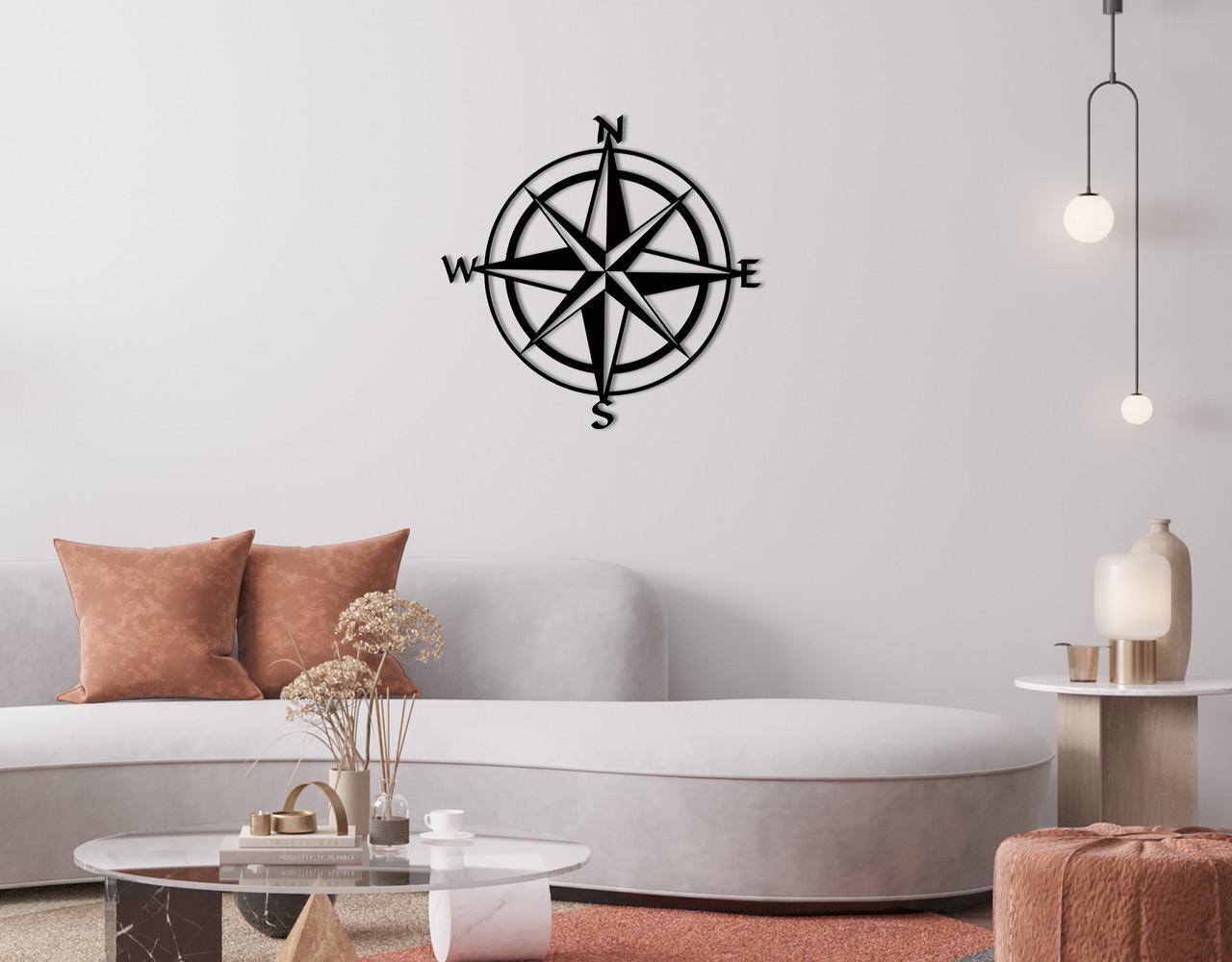 Декоративное панно на стену Upwood Decor Compass Vector 70х70 см Black (1521801388)