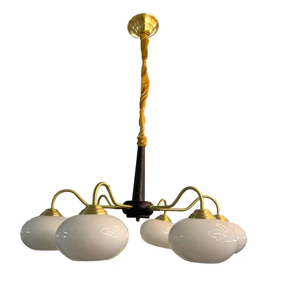 Люстра потолочная LED Колокол 6004 на 6 плафонов Золотой