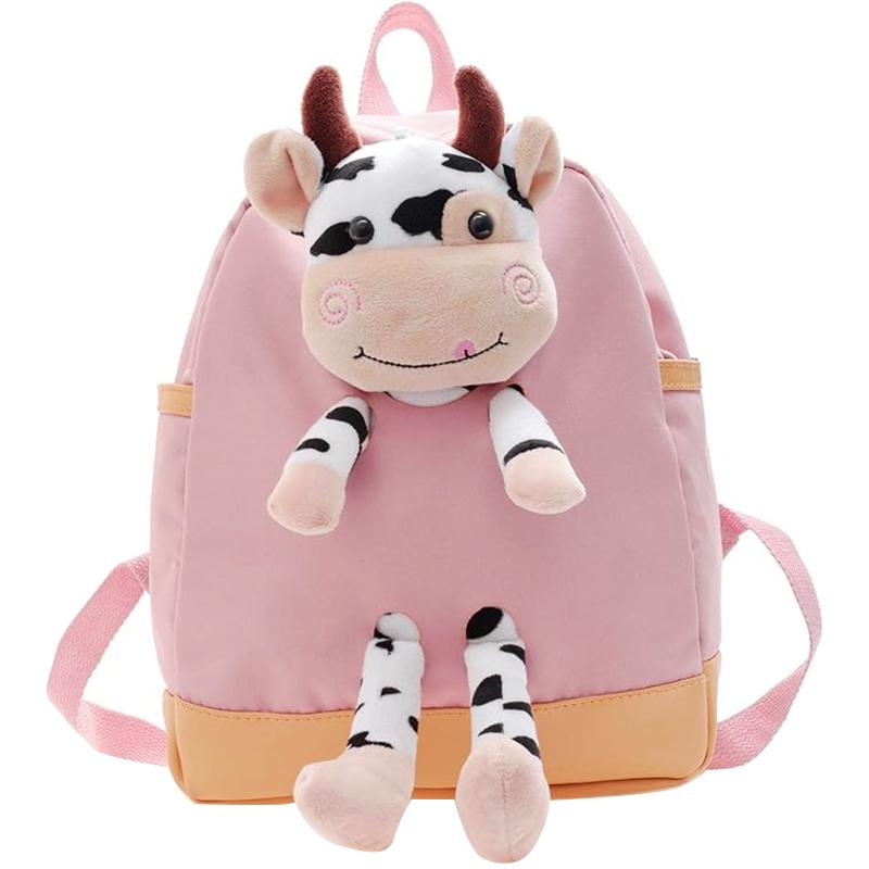 Дитячий рюкзак Cow на одне відділення з ремінцем Pink