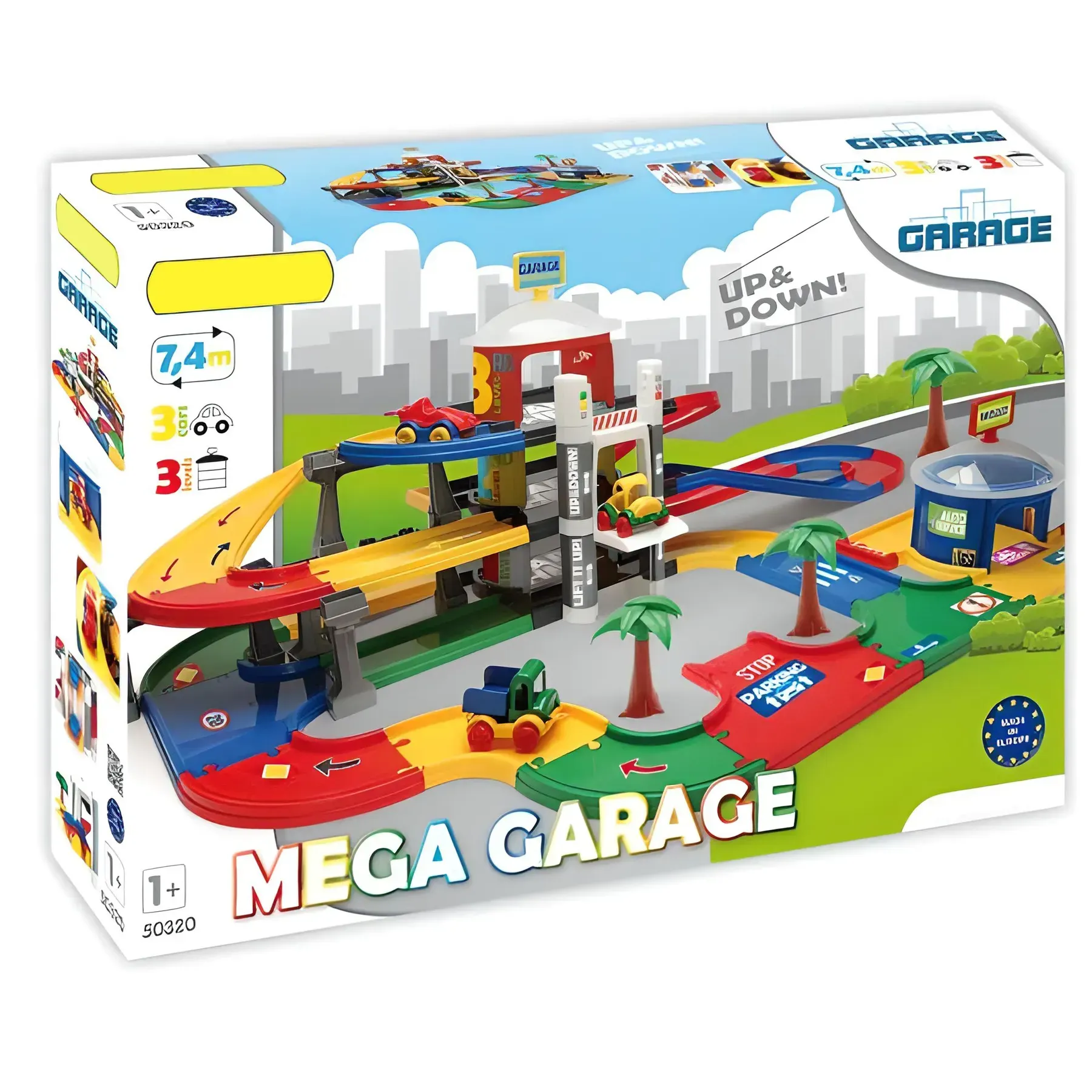 Игрушечный набор конструктор Mega Garage Паркинг 3 уровня из пластика 136х80 см Разноцветный (150-98-50320)