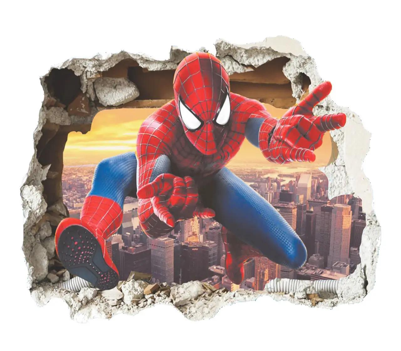 Наклейка вінілова Людина-Павук в дитячу кімнату для хлопчиків з 3D ефектом 50х70 см Наклейка вінілова Людина-Павук в дитячу кімнату для хлопчиків з 3D ефектом 50х70 см