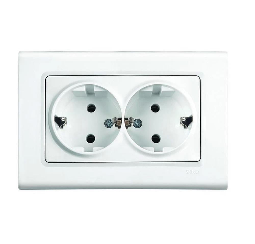Розетка VIKO Linnera двойная с заземлением Белый (21272-е)
