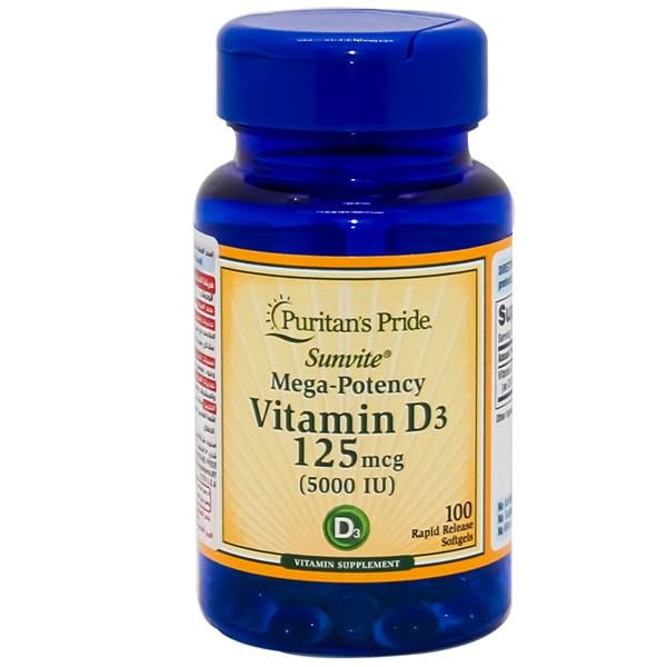 Витамин D Puritan's Pride Vitamin D3 5000 IU 100 Softgels (PTP-19377)