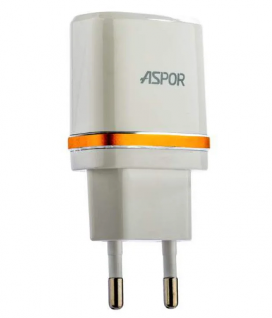 Зарядний пристрій мережевий Aspor A828 Econom 2USB 2,4A з USB-кабелем Type-C Білий (1858272819)