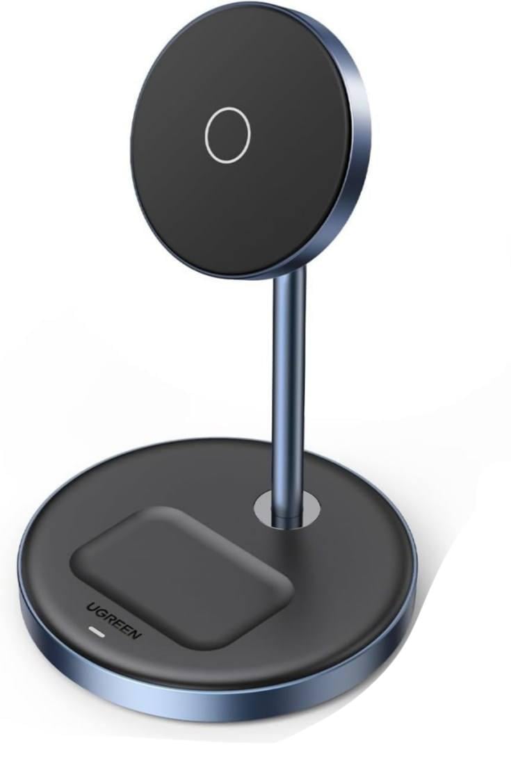 Зарядная станция магнитная UGREEN MagFlow 2в1 для iPhone и AirPods Быстрая беспроводная с USB-C кабелем (9/804)