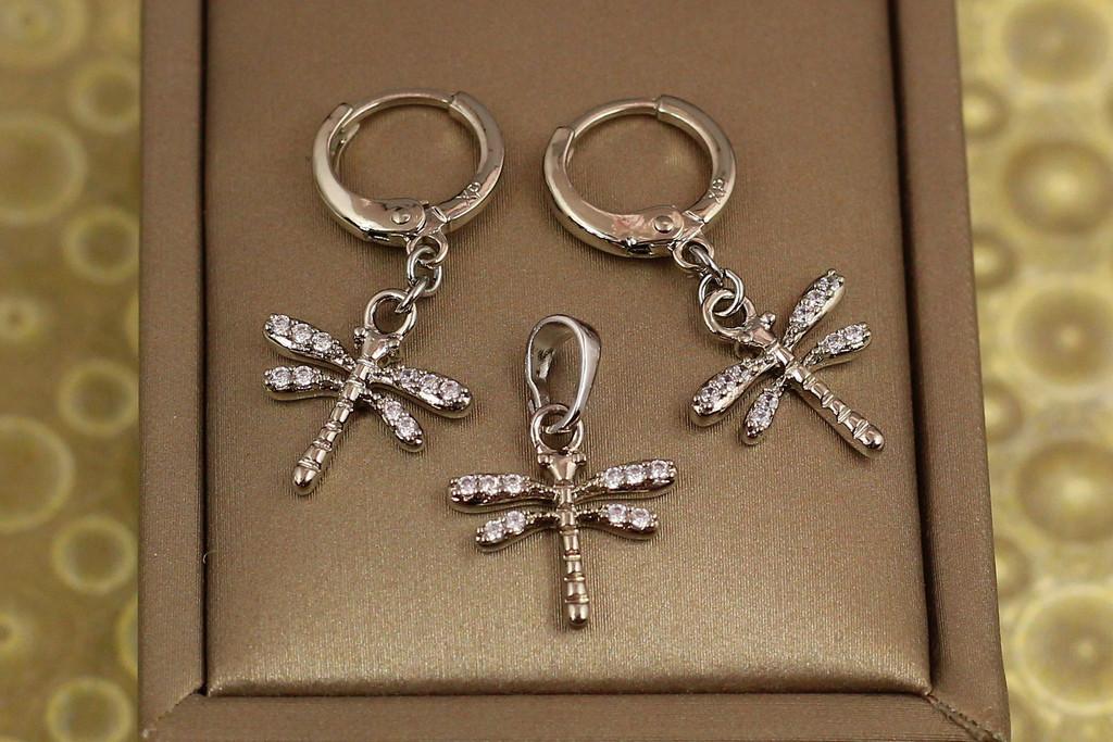 Набор Xuping Jewelry Серьги и кулон Бабка Серебристый (2180913126)