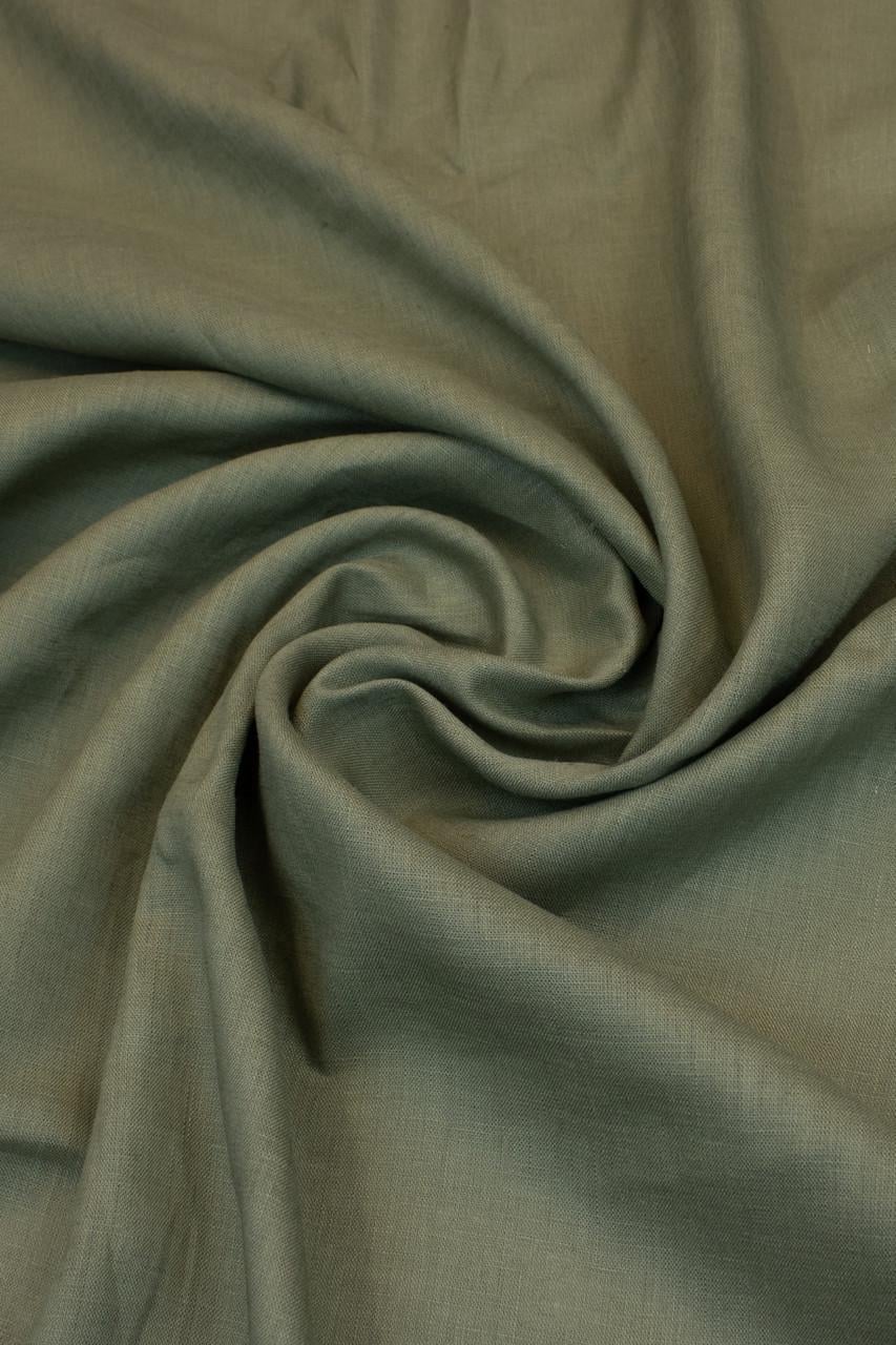 Ткань льняная костюмная 09с52 240 г/м2 цвет 594 Olive 100% лен Хаки (OBR1542_594)