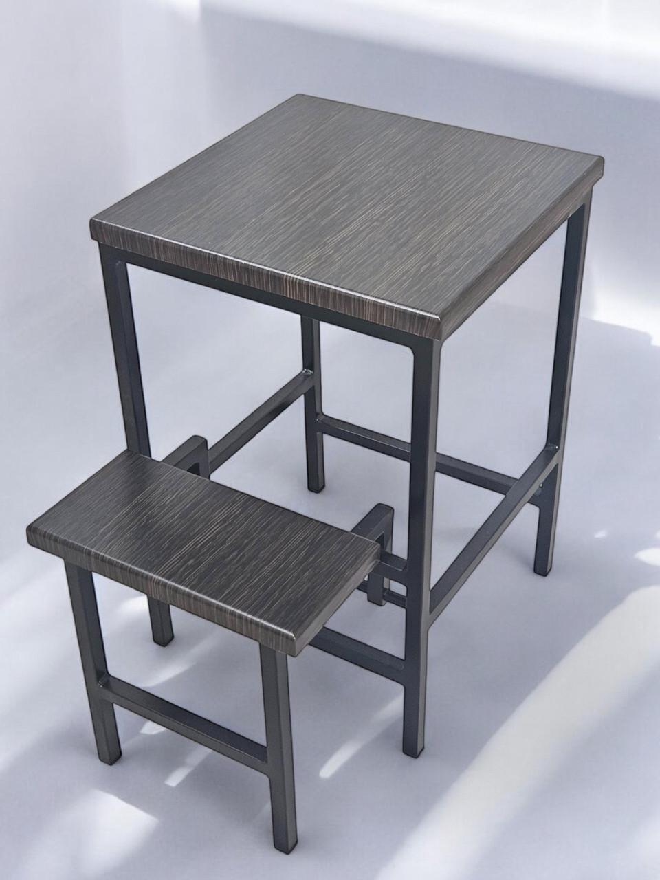 Табурет зі сходинкою лофт стремянка 45 см Linus Чорний/Венге