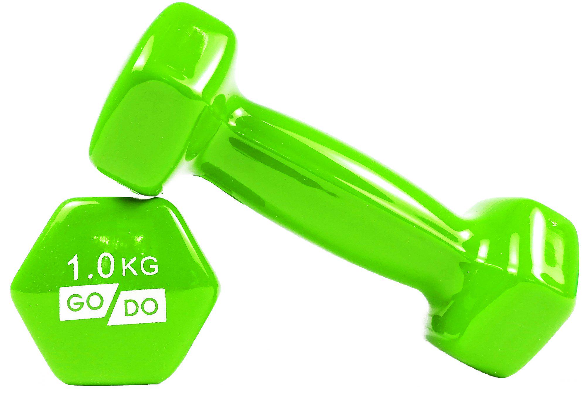 Гантели EasyFit GoDo с виниловым покрытием 1 кг Зеленый (EF-GD1GR) - фото 2 Гантели EasyFit GoDo с виниловым покрытием 1 кг Зеленый (EF-GD1GR) - фото 2