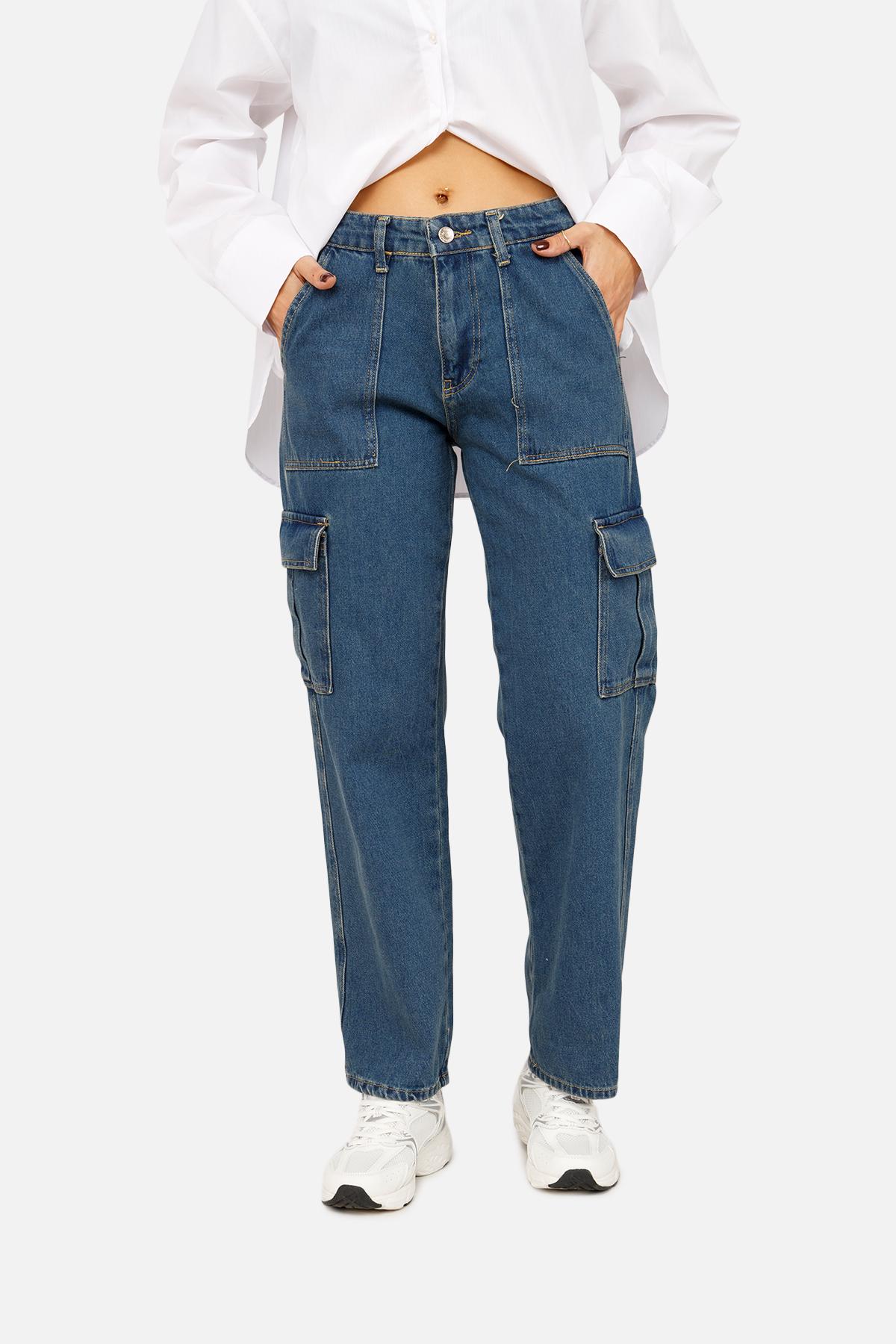 Джинсы женские Wide ЦБ-00257336 р. 50 Синий (SKT001012676) - фото 2