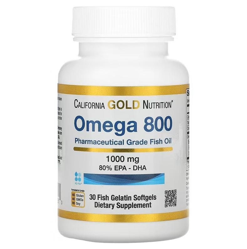 Жирні кислоти California Gold Nutrition Omega 800 1000 мг 80% EPA/DHA 30 капсул