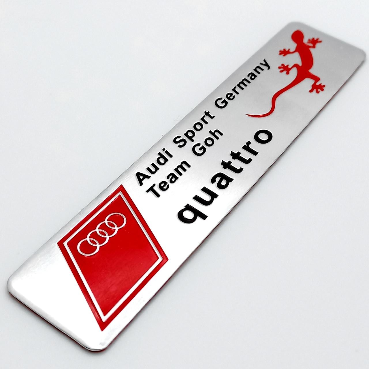 Эмблема алюминиевая Audi Sport Germany Team Goh quattro 12х2 см (2976465654)