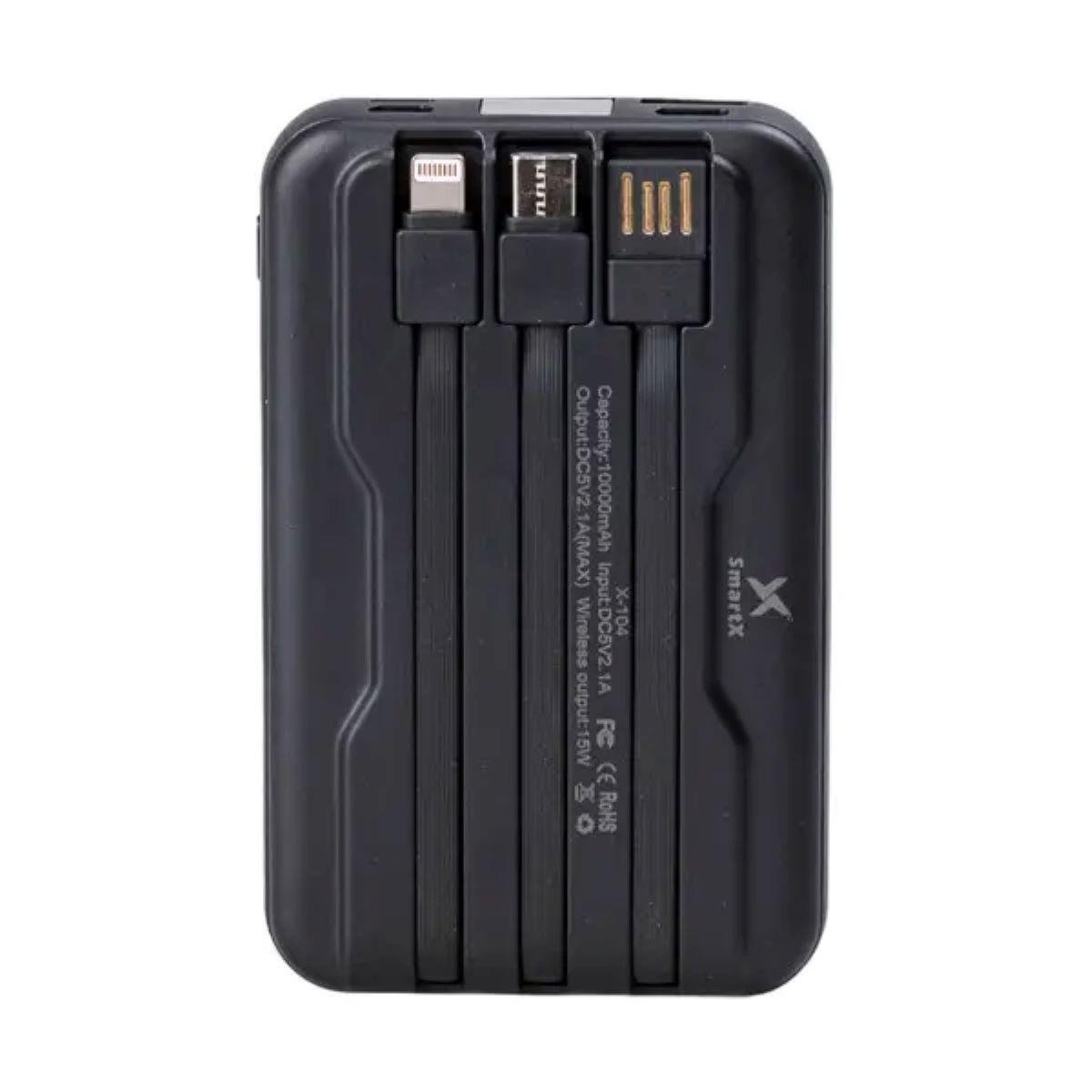 Повербанк з бездротовою зарядкою 10000 mah 3 шнури в комплекті USB-С/USB-A/microUSB/Apple Lightning X104 - фото 4