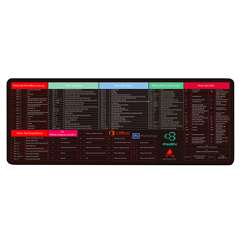 Коврик игровой для мыши тканевый Shortcut Keys-1 с боковой прошивкой антискользящий 2 мм Черный (YUT_V4560)