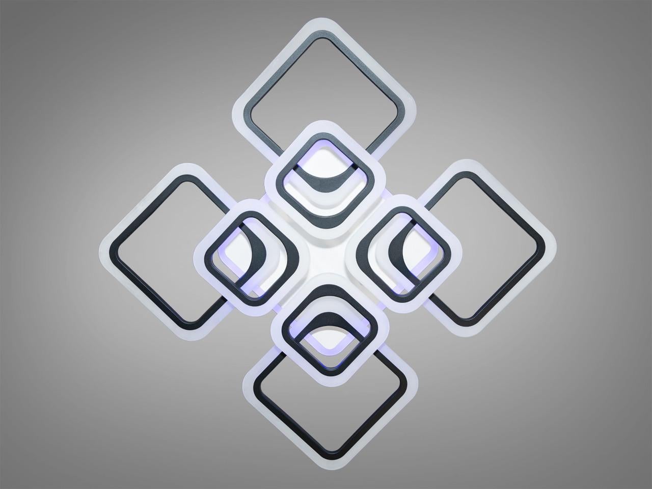 Люстра Led в спальню с подсветкой A8060-4+4BK-LS 145W на 20 м2 Черный (2019840840)