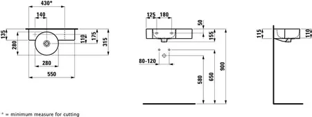 Умивальник Laufen Val H8152830001091 (99991826) - фото 2 Умивальник Laufen Val H8152830001091 (99991826) - фото 2