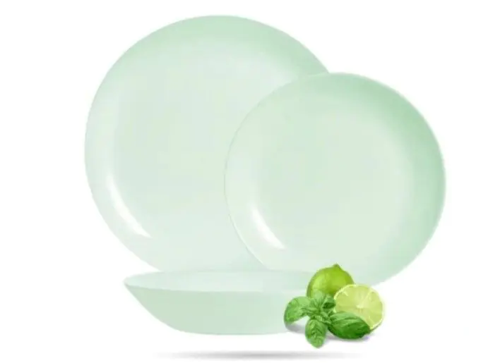 Сервиз столовый круглый Luminarc Diwali Paradise Green ударопрочный опаловое стекло на 6 персон 18 предметов Зеленый (169-135-V6215)